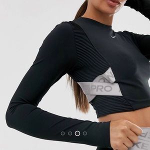 Nike pro training long sleeve top with taping detail